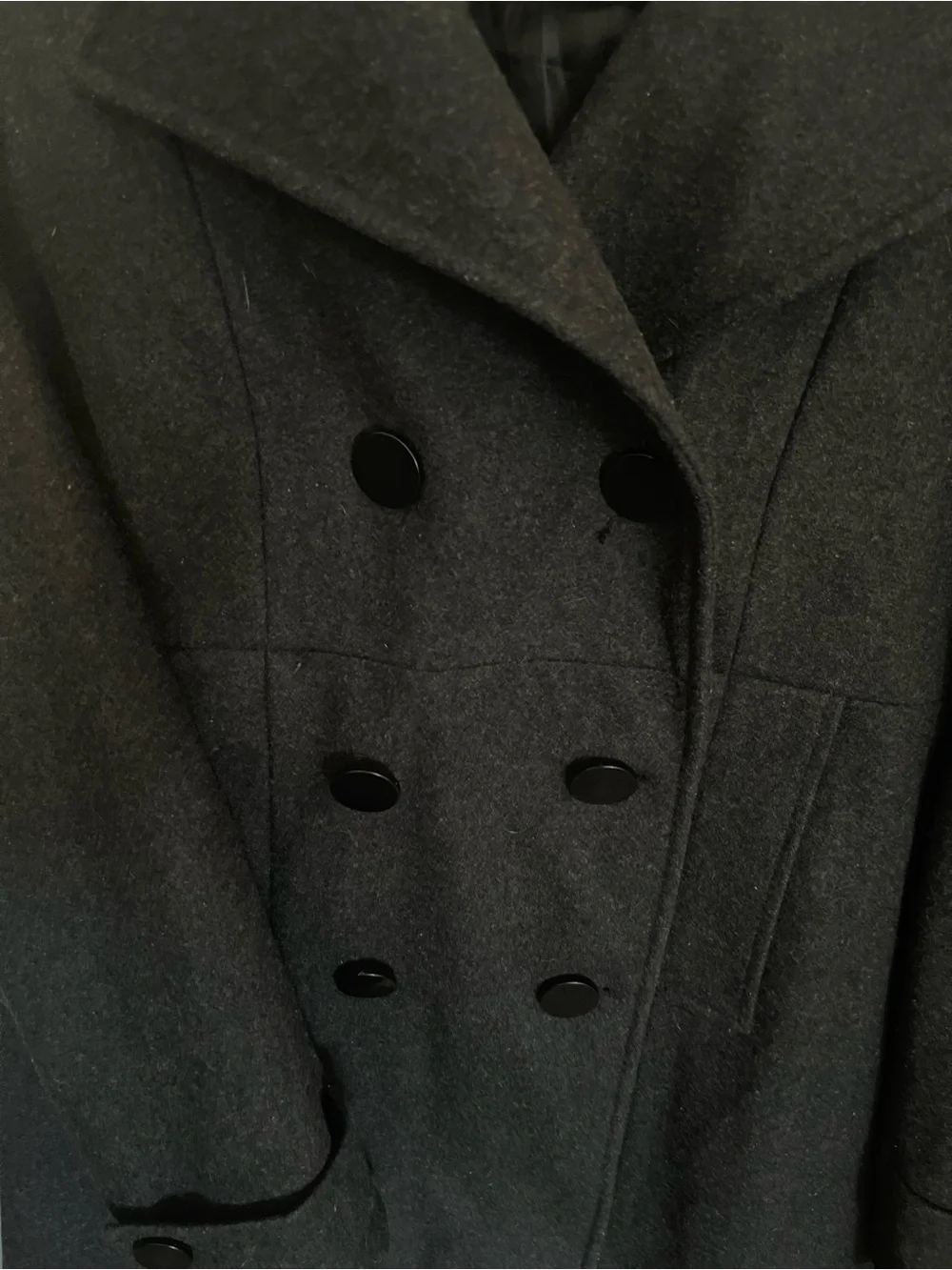 New York & Company Black Double-Breasted Wool Blend Pea Coat Size 10